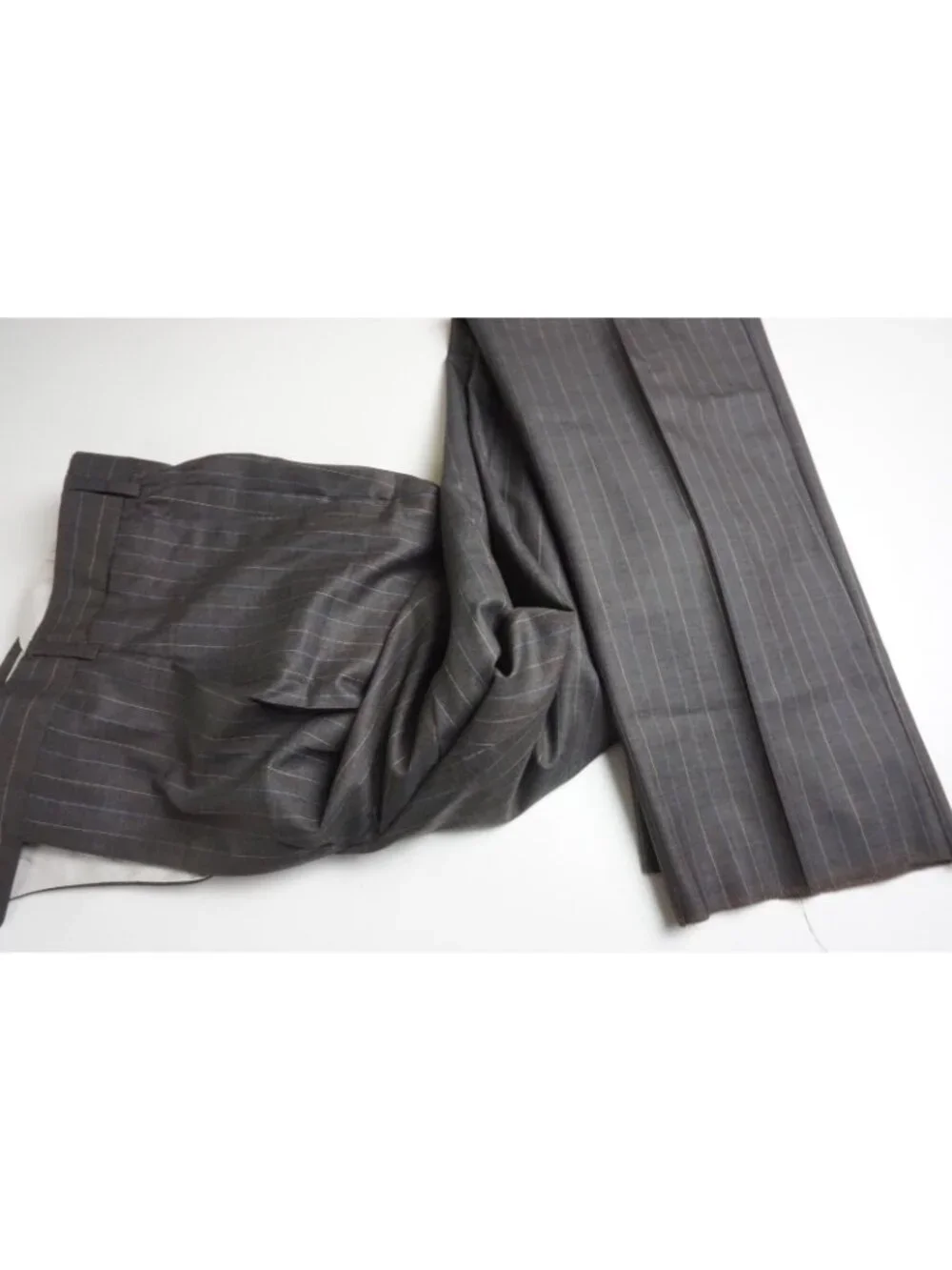 Belvest Gray Blue Beige Striped 150s Wool 2 Pc Suit Jacket Pants 46R Brand New